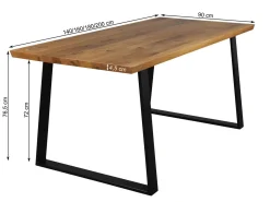 Stół dębowy 180x90 loftowy VALDEZ, metalowe czarne nogi