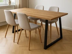 Stół dębowy 180x90 loftowy VALDEZ, metalowe czarne nogi