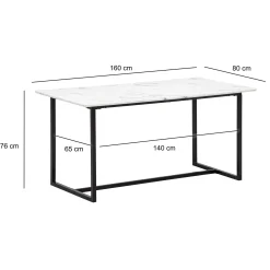 Stół do Jadalni Biały w Wyglądzie Marmuru Nowoczesny Prostokątny 160 cm