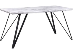 Stół do jadalni efekt marmuru 150x80 biały
