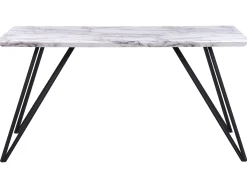 Stół do jadalni efekt marmuru 150x80 biały