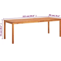Stół jadalniany Brąz 215 x 90 x 74 cm Drewno vidaXL