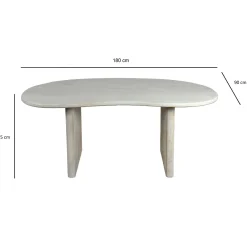 Stół Jadalniany 180 cm Mango Lite Drewno Biały Duży Stół Drewniany