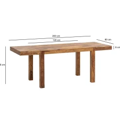 Stół Jadalniany 120 - 200 cm Sheesham Drewno Lite Rozkładany Drewniany