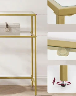 Stół Konsolowy, Stół Ze Szkła Hartowanego Regulowane Nóżki