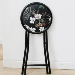 Stołek składany metalowy Flower Black 30 cm PATIO