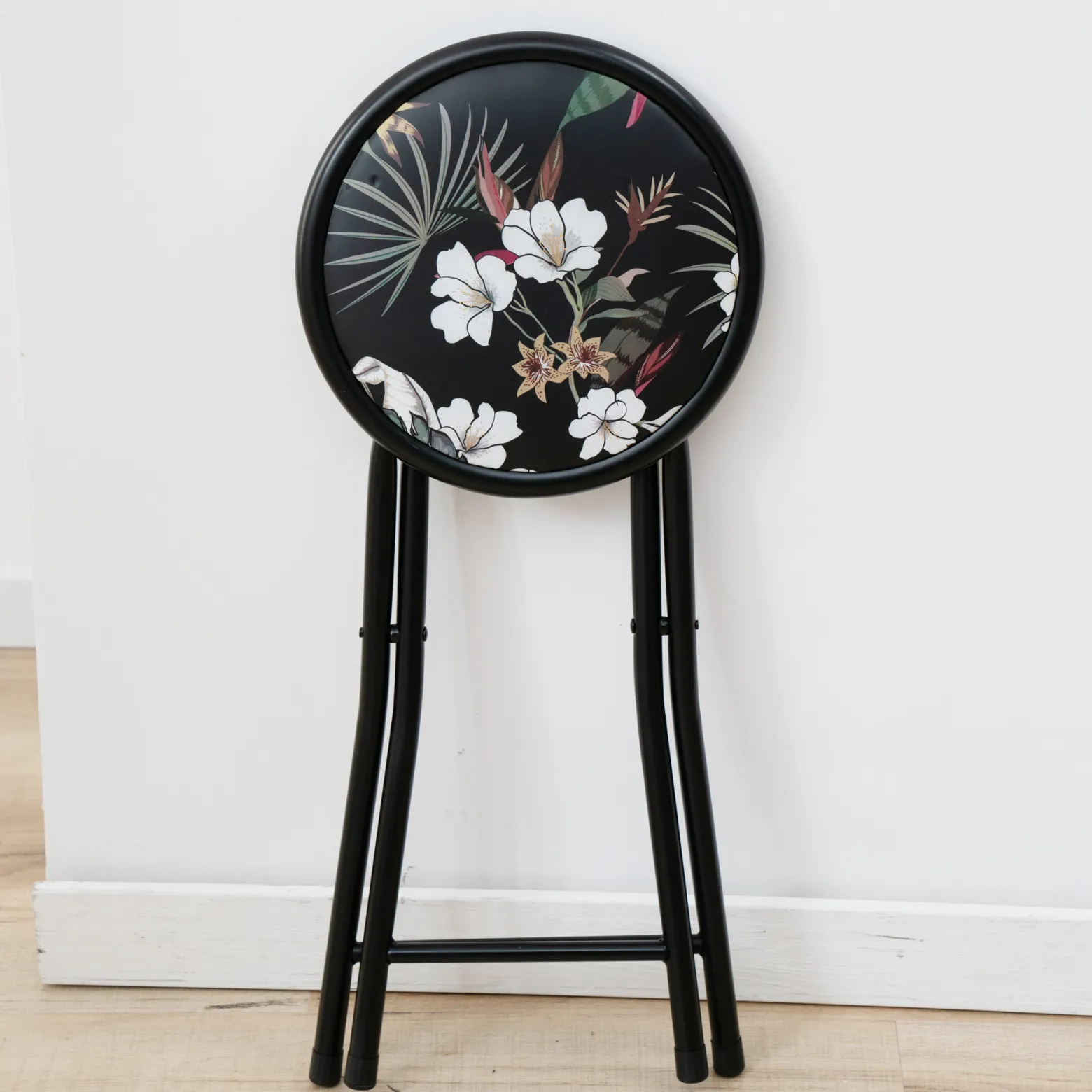 Stołek składany metalowy Flower Black 30 cm PATIO