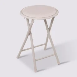 Stołek składany Yaiza beżowy 30 x 45 cm ze stali i PVC