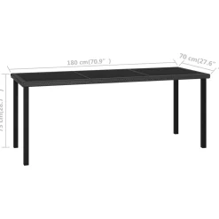 Stół ogrodowy Czarny 180 x 70 x 73 cm Technorattan vidaXL
