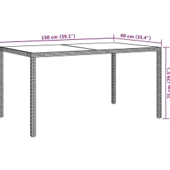 Stół ogrodowy Czarny 150 x 90 x 75 cm Technorattan vidaXL