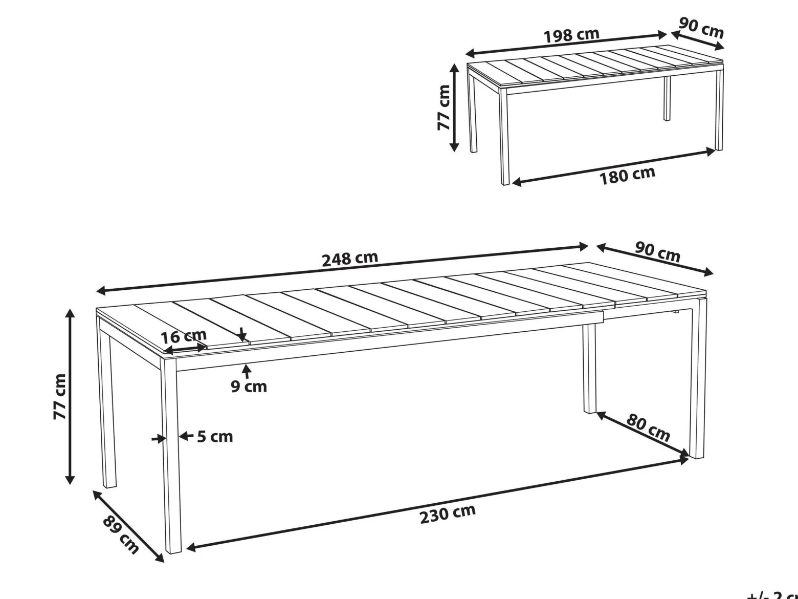 Stół ogrodowy rozkładany TOFANE 198/248 cm 90 cm Brązowy
