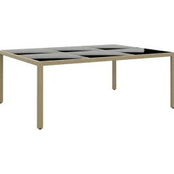 Stół ogrodowy, 200x150x75 cm, szkło i rattan PE, beżowy