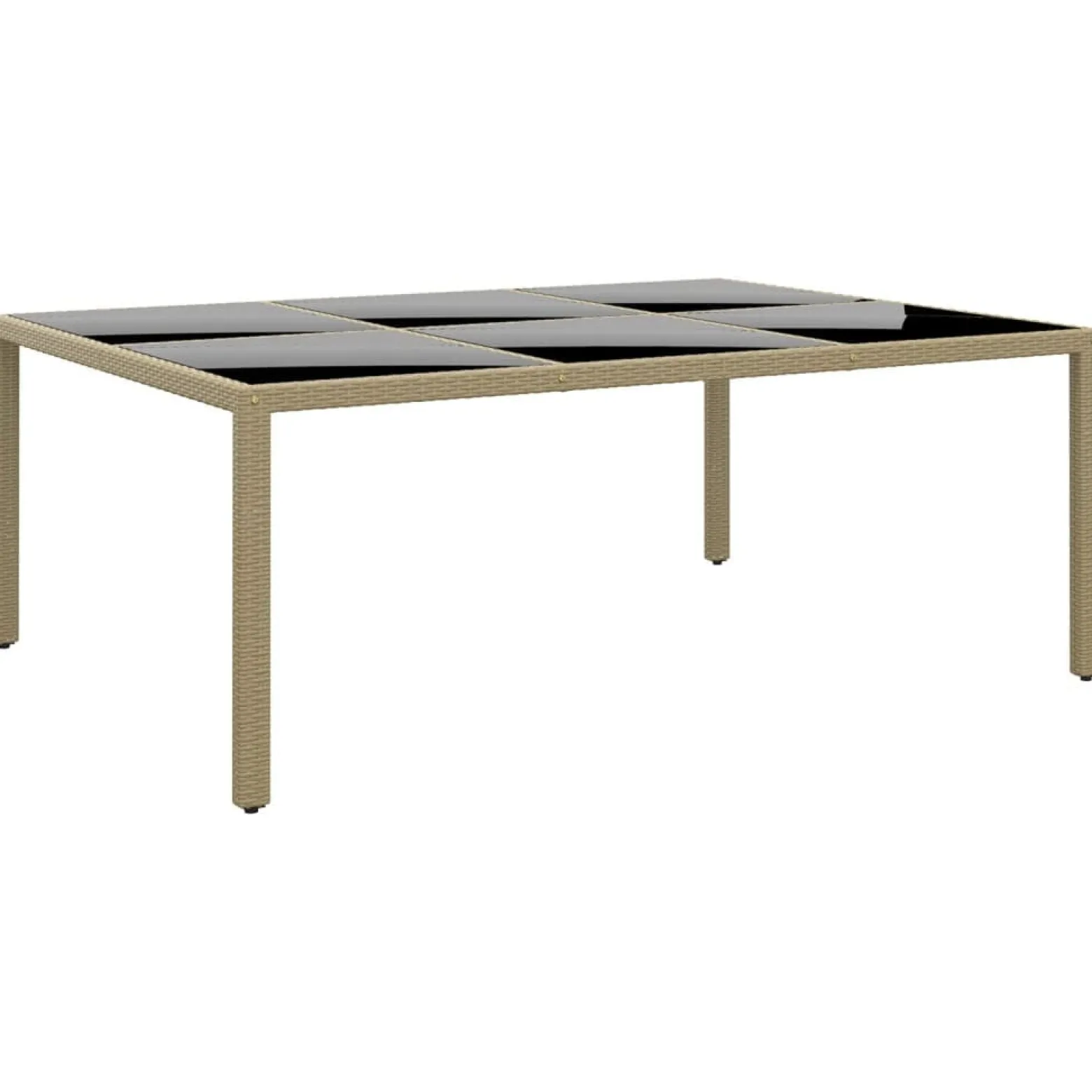 Stół ogrodowy, 200x150x75 cm, szkło i rattan PE, beżowy