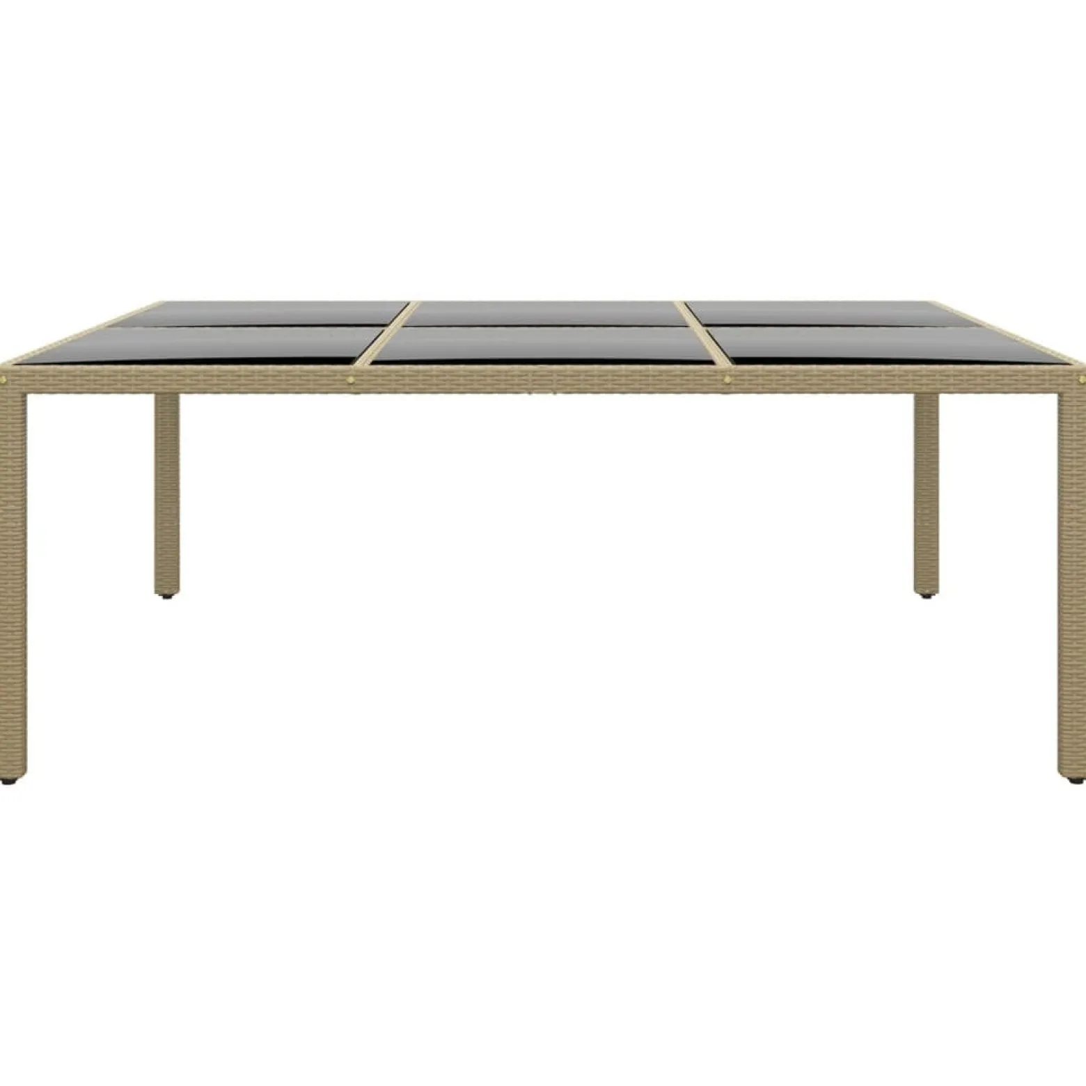 Stół ogrodowy, 200x150x75 cm, szkło i rattan PE, beżowy