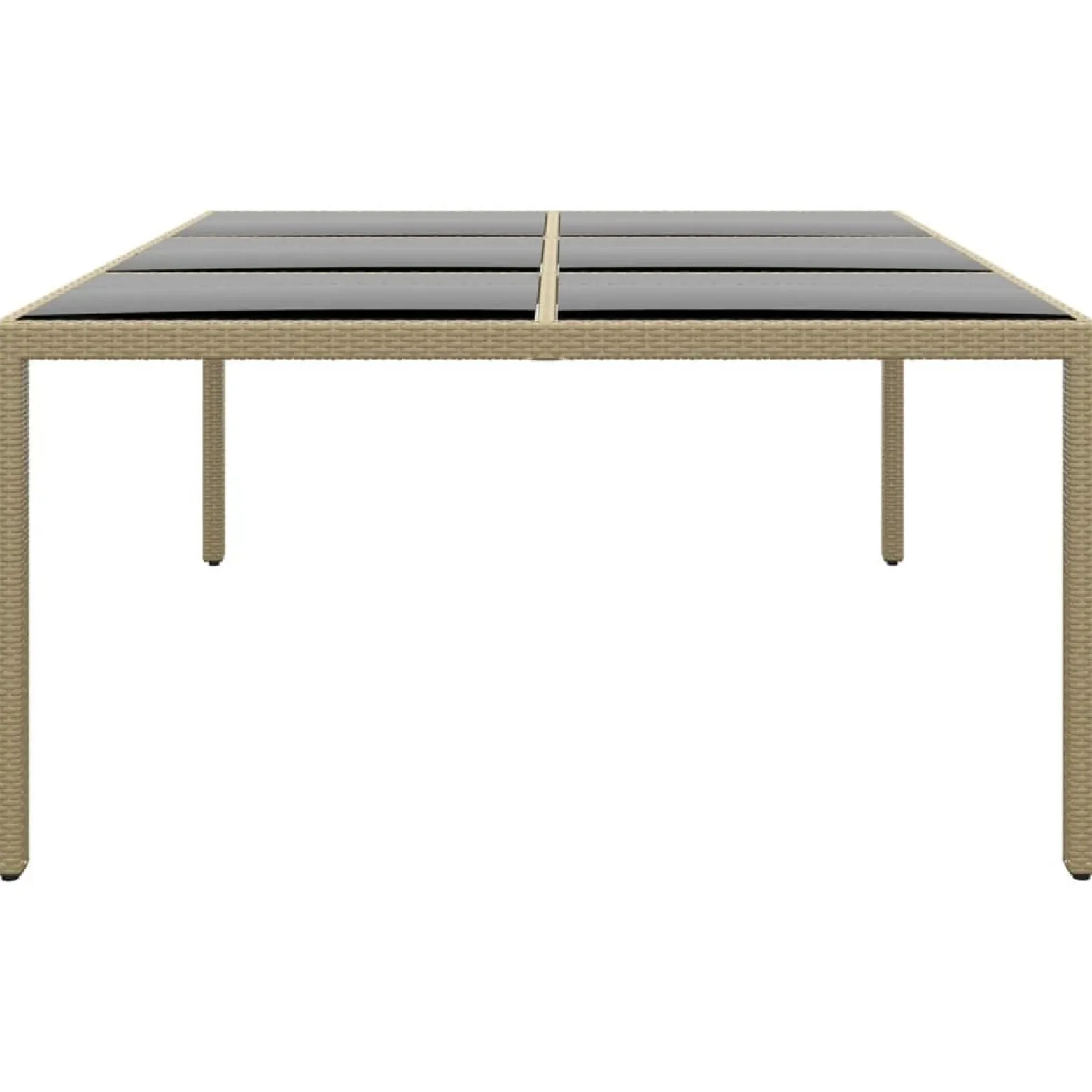 Stół ogrodowy, 200x150x75 cm, szkło i rattan PE, beżowy