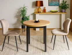 Stół okrągły ADAM 80 cm dąb artisan /czarny