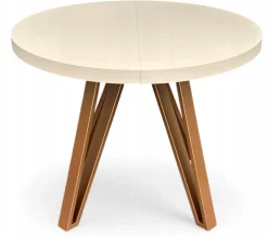 Stół okrągły 90 cm rozkładany 190 cm Kaszmir + nogi industrial MIEDŹ