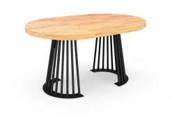 Stół Okrągły Craft 110/210cm Podstawa Lamel Metalowy Czarny