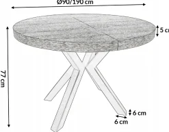 Stół okrągły czarny METAL X BETON JASNY Ø90+50+50