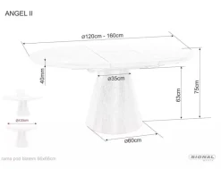 Stół okrągły rozkładany Angel II 120-160 cm efekt marmuru cz