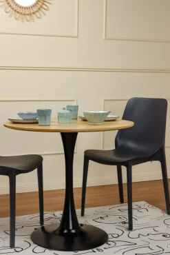 STÓŁ OKRĄGŁY Simplet Skinny dąb/czarny 80cm Z MDF W OKLEINIE