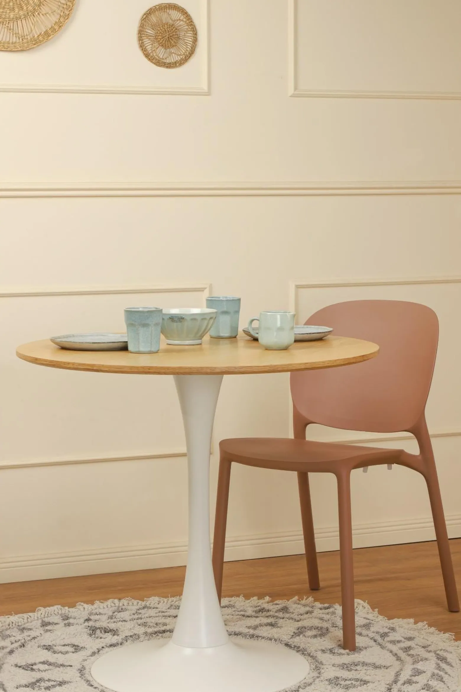 STÓŁ OKRĄGŁY Simplet Skinny dąb/czarny 80cm Z MDF W OKLEINIE