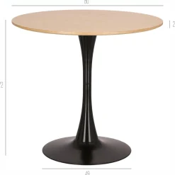 STÓŁ OKRĄGŁY Simplet Skinny dąb/czarny 80cm Z MDF W OKLEINIE