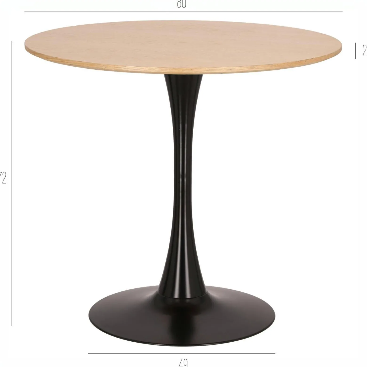 STÓŁ OKRĄGŁY Simplet Skinny dąb/czarny 80cm Z MDF W OKLEINIE