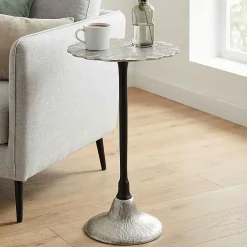 Stolik boczny aluminiowy, stolik pomocniczy metalowy, do salonu dekoracyjny