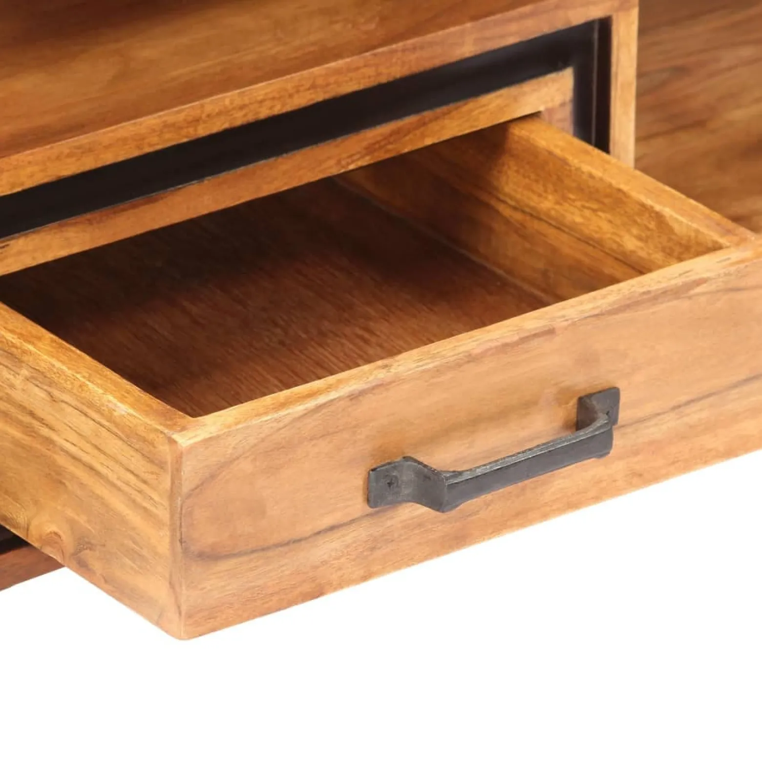 Stolik Kawowy Ława Stół Brązowy Drewniany 100x45x33 Półka Szuflady