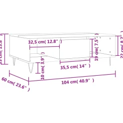 Stolik Kawowy Ława Stół Brązowy 104x60x35 Przegrody Do Salonu Do Pokoju
