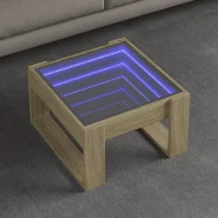 Stolik Kawowy Ława Stół Brązowy50x53x30 Oświetlenie Led Do Salonu Do Pokoju