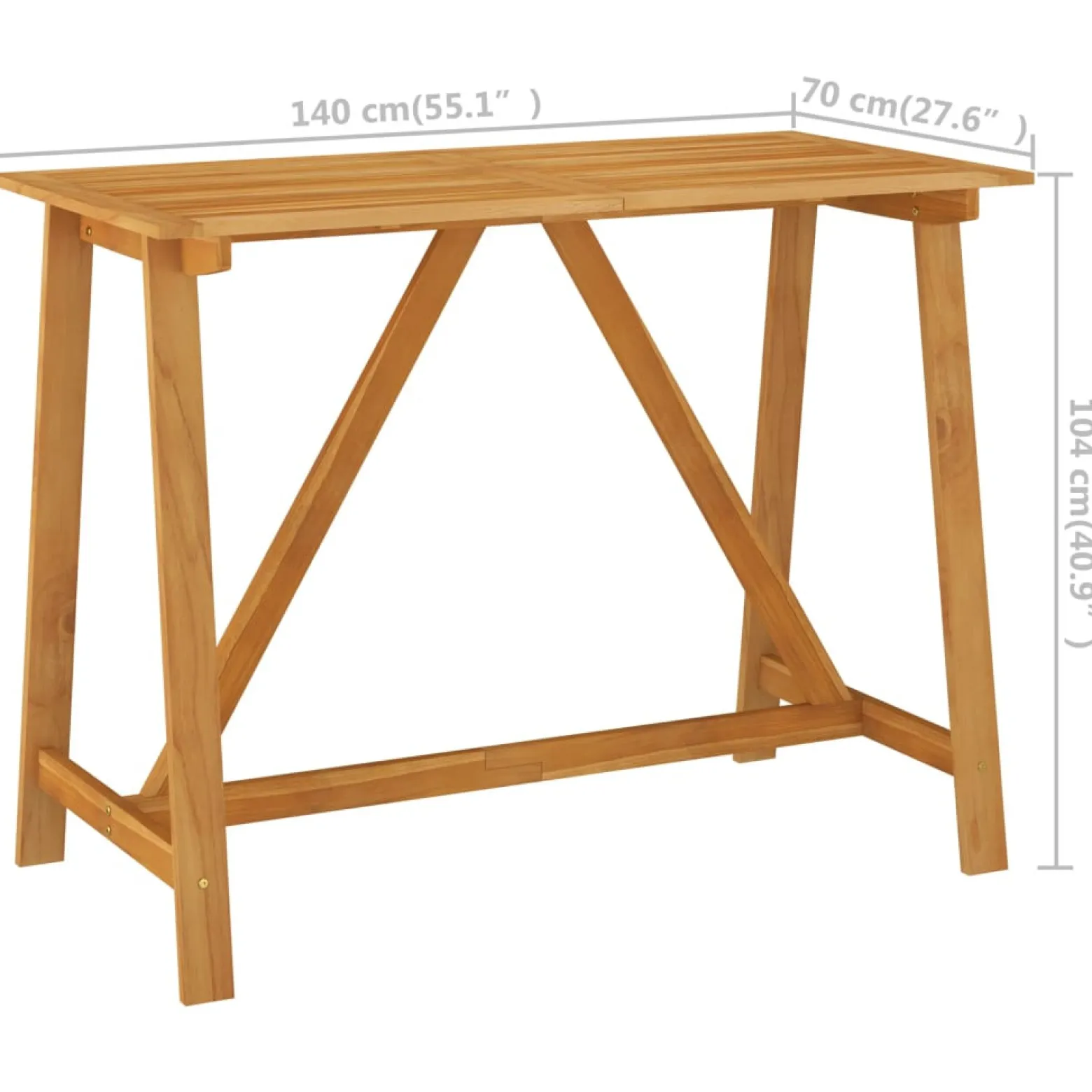 Stolik barowy Brąz 140 x 70 x 104 cm Drewno vidaXL