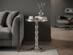 Stolik boczny Alu Srebrny 40cm Metalowy Stolik kawowy Stolik do salonu Stół
