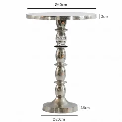 Stolik boczny Alu Srebrny 40cm Metalowy Stolik kawowy Stolik do salonu Stół