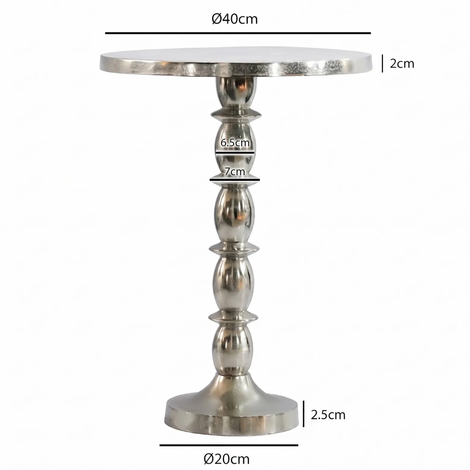 Stolik boczny Alu Srebrny 40cm Metalowy Stolik kawowy Stolik do salonu Stół