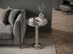 Stolik boczny Alu Srebrny 40cm Metalowy Stolik kawowy Stolik do salonu Stół