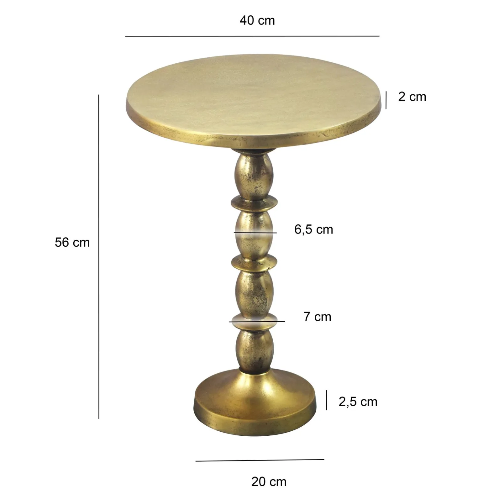 Stolik boczny Alu Złoty 40cm Metalowy Stolik kawowy Stolik do salonu