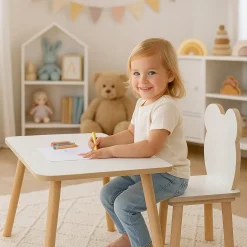 Stolik i krzesełka dla dzieci 4 szt, 70x70x47cmzestaw mebli drewnianych
