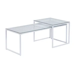 Stoliki składane, szkło, metal, zestaw 2 nowoczesnych stolików kawowych