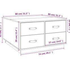 Stolik Kawowy Ława Stół Biały Drewniany 80x80x45 Szuflady Do Salonu