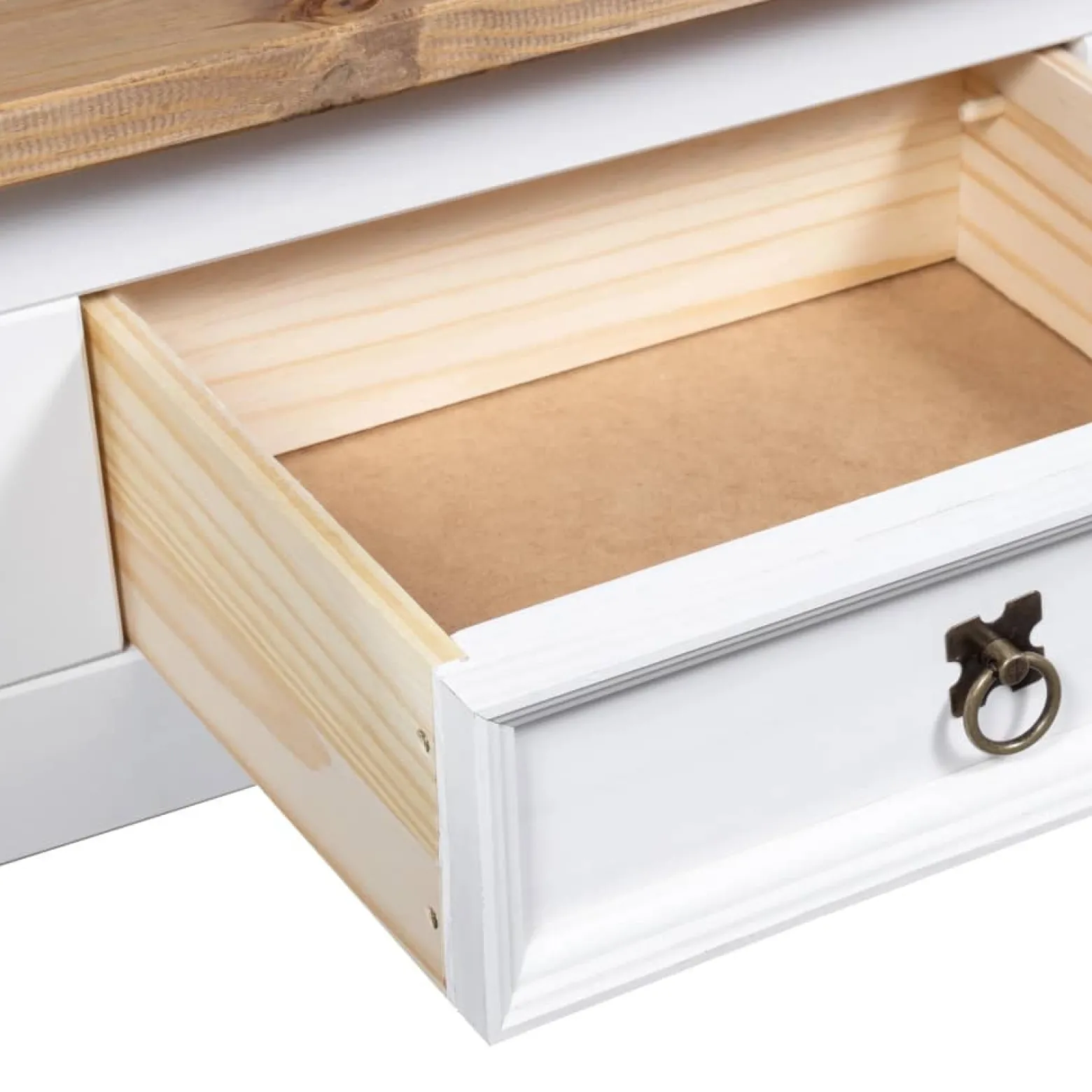 Stolik Kawowy Ława Stół Biały Drewniany 100x55x44 Szuflada Do Salonu