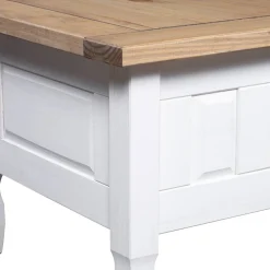 Stolik Kawowy Ława Stół Biały Drewniany 100x55x44 Szuflada Do Salonu
