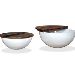 Stolik Kawowy Ława Stół Biały Drewniany 60x27.50x21 Ukryty Schowek