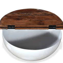 Stolik Kawowy Ława Stół Biały Drewniany 60x27.50x21 Ukryty Schowek