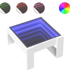 Stolik Kawowy Ława Stół Biały 50x53x30 Oświetlenie Led Do Salonu Do Pokoju