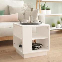 Stolik Kawowy Ława Stół Biały 40x40x43 Półka Do Salonu Do Pokoju