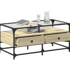Stolik Kawowy Ława Stół Brązowy 98.5x50x45 Do Salonu Do Pokoju