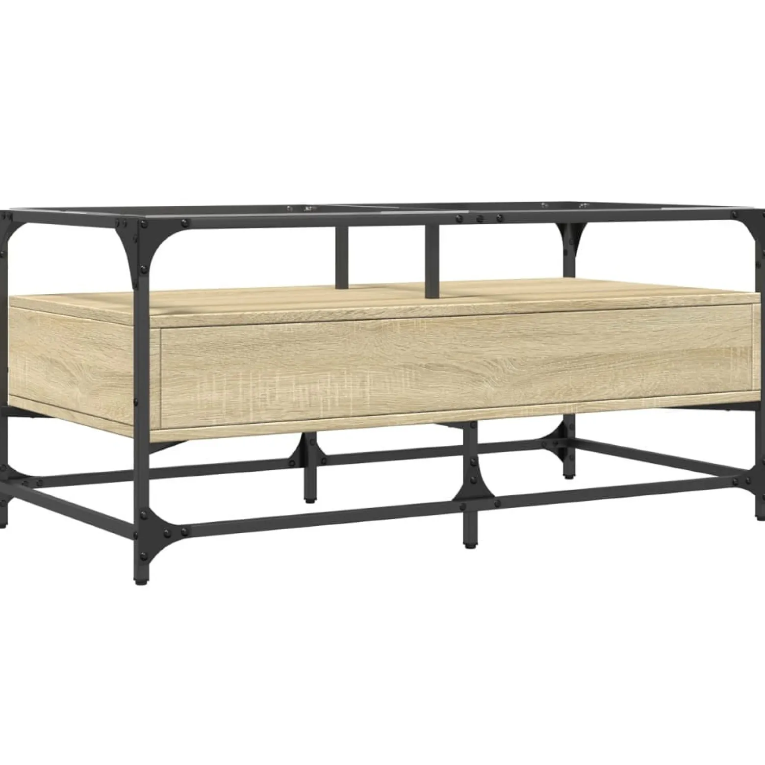 Stolik Kawowy Ława Stół Brązowy 98.5x50x45 Do Salonu Do Pokoju