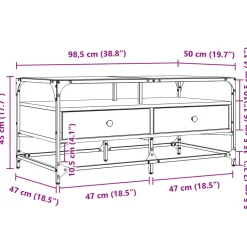 Stolik Kawowy Ława Stół Brązowy 98.5x50x45 Do Salonu Do Pokoju